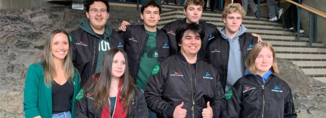 Students from St. Patrick High School in Yellowknife received their flight jackets after their first year of flight school. (Photo via Facebook.)