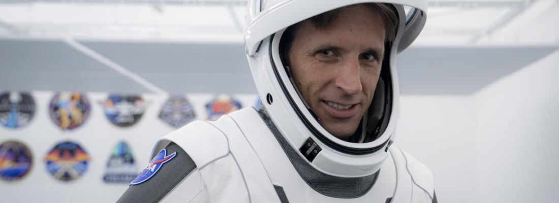 Canadian astronaut Joshua Kutryk prepares for a mission to the International Space Station. (Photo: SpaceX via Canadian Space Agency.)