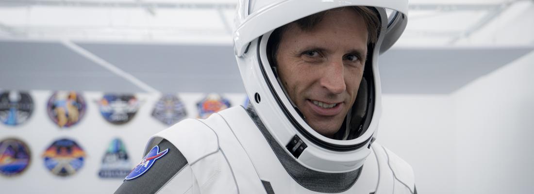 Canadian astronaut Joshua Kutryk prepares for a mission to the International Space Station. (Photo: SpaceX via Canadian Space Agency.)