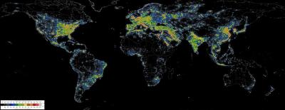 World map of light pollution. (Photo via Wikimedia Commons.) World map of light pollution. (Photo via Wikimedia Commons.)