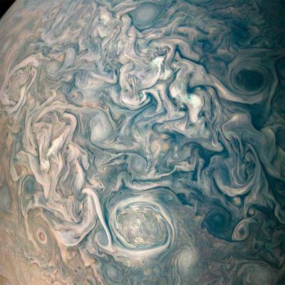 A cloud system in Jupiter’s northern hemisphere. (Credit: NASA/JPL-Caltech/SwRI/MSSS/Gerald Eichstädt/Seán Doran)
