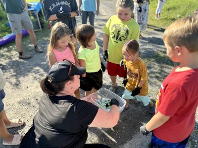 The whole community was invited to watch the Mohawk Council of Akwesasne release the baby snapping turtles. (Photo via the Mowhawk Council of Akwesasne’s Facebook page.) The whole community was invited to watch the Mohawk Council of Akwesasne release the baby snapping turtles. (Photo via the Mowhawk Council of Akwesasne’s Facebook page.)