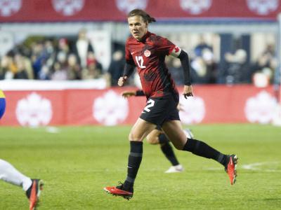 Christine Sinclair plays against Brazil in one of her final games with the Canadian women’s team. (Photo: CANADIAN PRESS/Ron Ward)