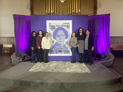 A new postage stamp honouring Mary Ann Shadd Cary is unveiled, as her relatives celebrate the achievement. (Photo via Buxton Museum’s Facebook page.) A new postage stamp honouring Mary Ann Shadd Cary is unveiled, as her relatives celebrate the achievement. (Photo via Buxton Museum’s Facebook page.)