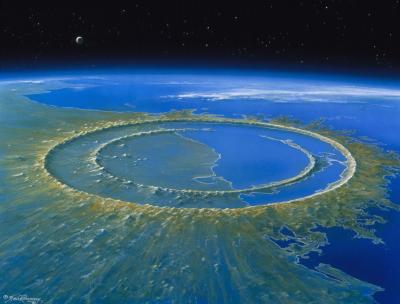 An image of how the Chicxulub crater, created by a huge asteroid striking near the coast of Mexico, may have looked. (Photo: Detlev van Ravenswaay/Science Source via Facebook.) An image of how the Chicxulub crater, created by a huge asteroid striking near the coast of Mexico, may have looked. (Photo: Detlev van Ravenswaay/Science Source via Facebook.)