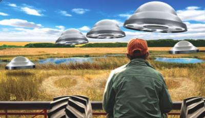 Artwork on a new Canadian coin commemorating a reported UFO sighting on a Saskatchewan farm. (Image: Royal Canadian Mint via Facebook.) Artwork on a new Canadian coin commemorating a reported UFO sighting on a Saskatchewan farm. (Image: Royal Canadian Mint via Facebook.)