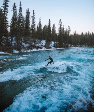 Winter surfing in Alberta. (Photo via Travel Alberta’s Facebook page.)