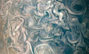 A cloud system in Jupiter’s northern hemisphere. (Credit: NASA/JPL-Caltech/SwRI/MSSS/Gerald Eichstädt/Seán Doran)