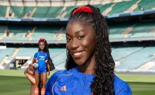 Rugby player Nassira Konde shows off her Barbie, part of Mattel’s Team Barbie. (Photo via Instagram.)